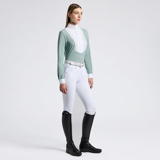 Cavalleria Toscana SS25 American L/S Competition Shirt | Light Teal Green