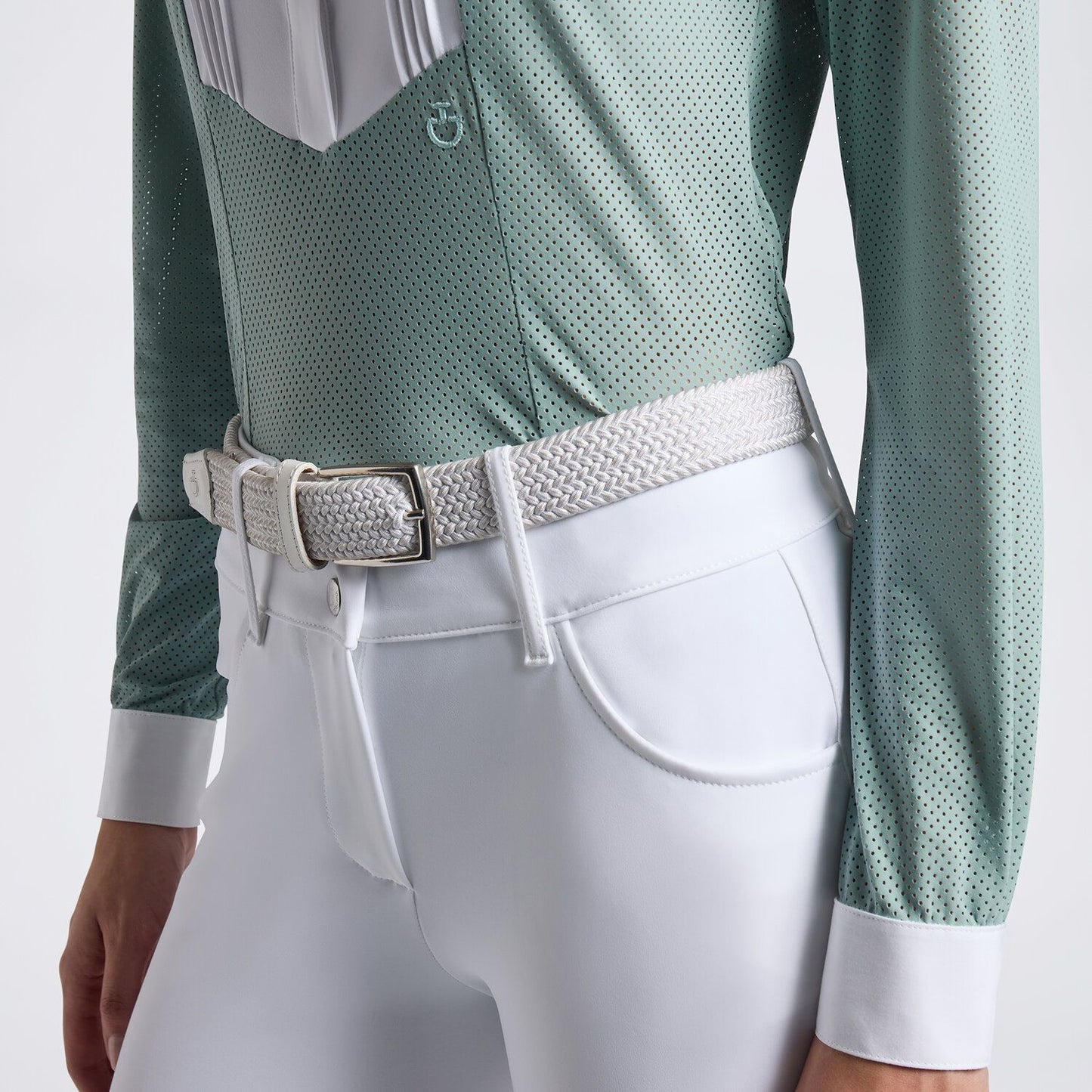 Cavalleria Toscana SS25 American L/S Competition Shirt | Light Teal Green