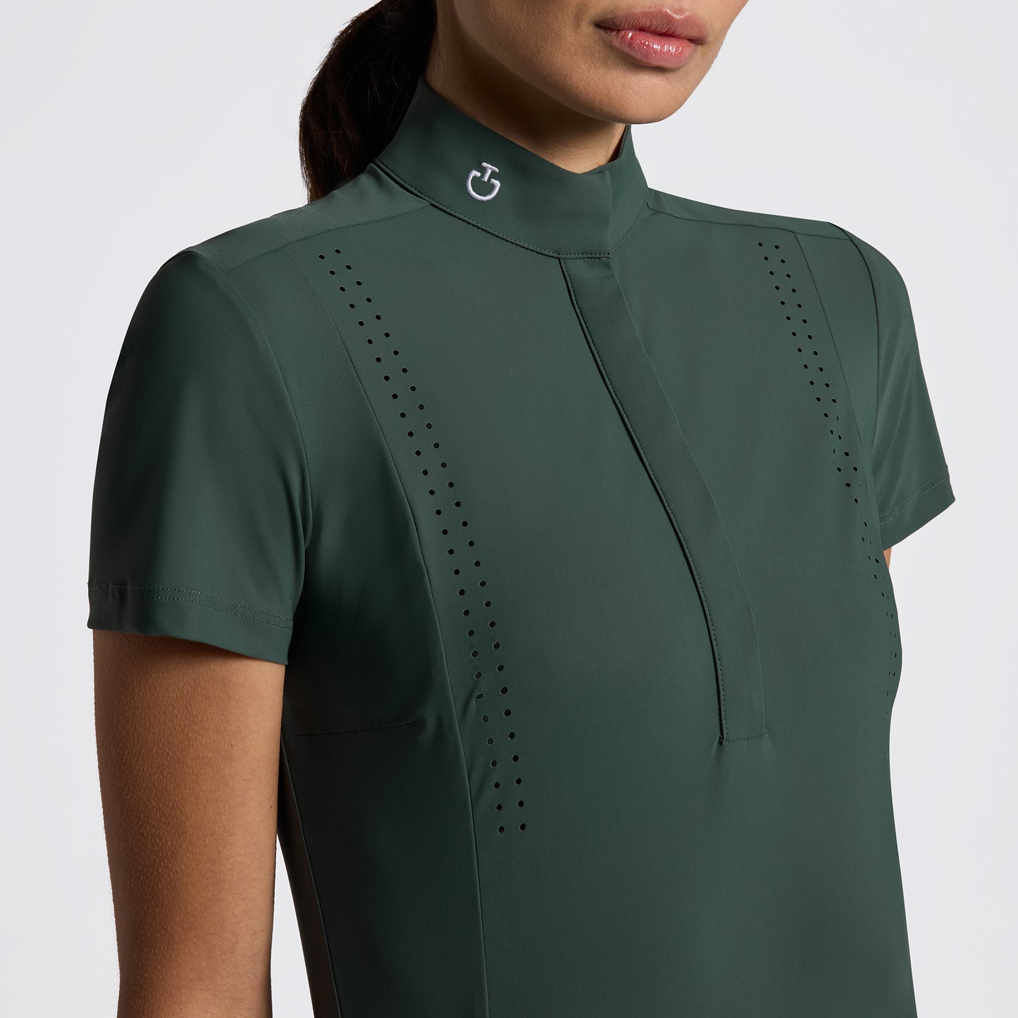Cavalleria Toscana FW25 Perforated S/S Jersey Competition Shirt | Jungle Green