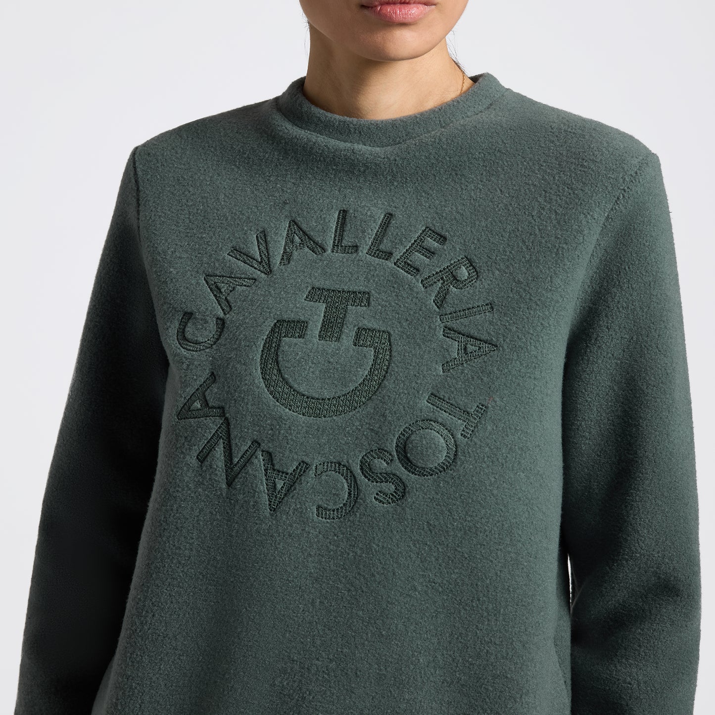 Cavalleria Toscana FW25 Fleece Crew Neck Sweatshirt | Jungle Green