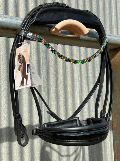 Finesse Large Crystal Browband Special Green and Gold