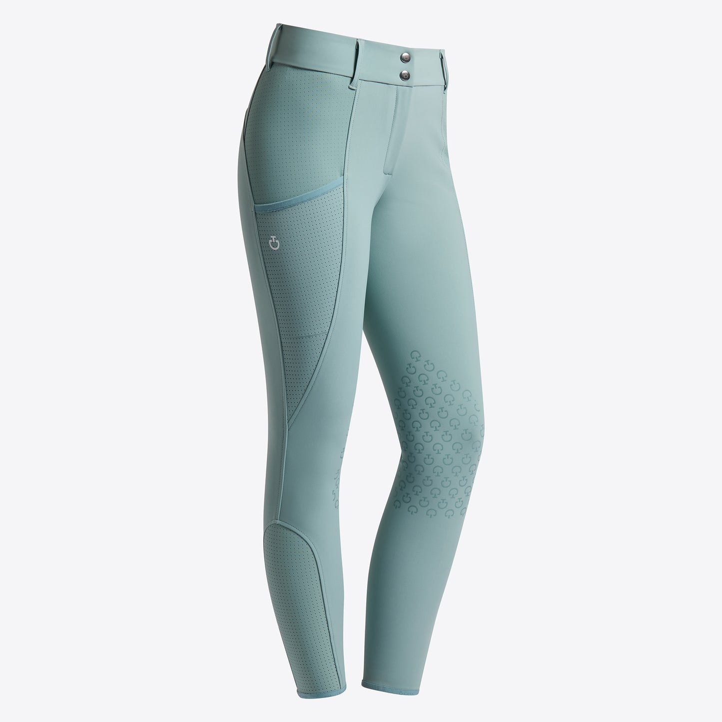 Cavalleria Toscana SS25 Perforated Insert Knee Grip Breeches | White or Light Teal Green