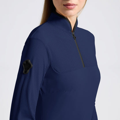 Cavalleria Toscana SS25 L/S Perforated Jersey Inserts Top | Royal