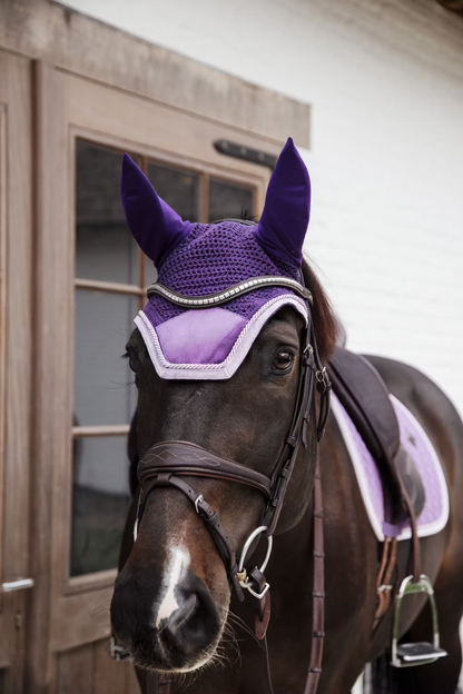 Kentucky Velvet Contrast Royal Purple SET: Full Dressage Saddle Pad + Boots (4) + Fly Veil