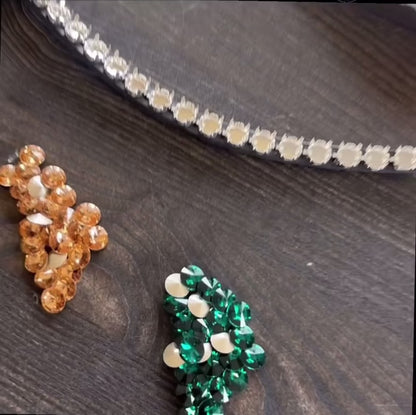 Finesse Large Crystal Browband Special Green and Gold