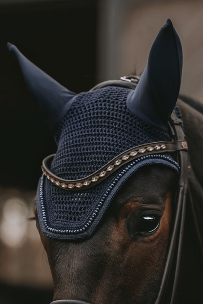 Kentucky Fly Veil Wellington Glitter Band & Pearl | Navy | Full & Pony