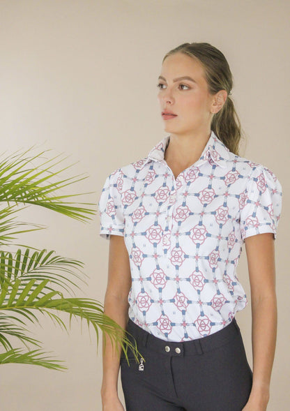 Ronner Design Acasia Polo Shirt | Bamboo Bit Print White EX DISPLAY