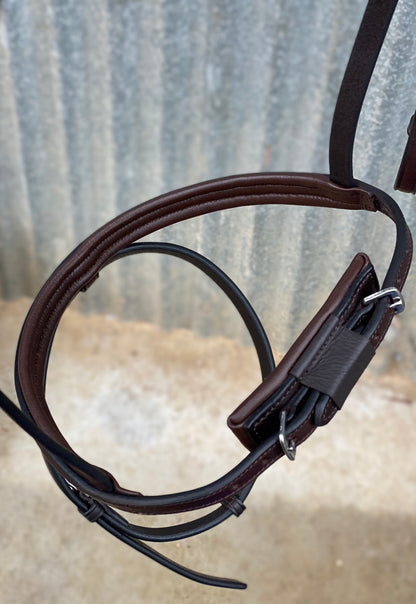 Finesse Snaffle Bridle | Zorro Jumping Style | Brown Leather with Silver Clincher Browband
