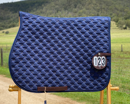 Dy'on Jump Saddle Pad Logo Design with Number | White or Navy EX DISPLAY
