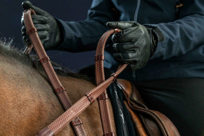 Dy'on D Collection 1/2" Rubber Reins with 7 Leather Loops