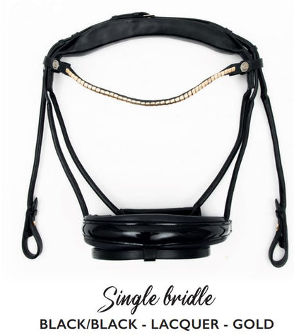 Finesse Snaffle Bridle V2.0 | Black Leather with Gold Clincher Browband