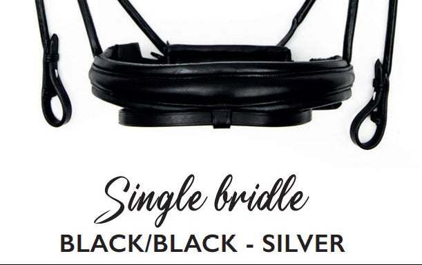 Finesse Outlet: Snaffle Bridle Cassidy | Rolled Black Leather with Silver Clincher Browband