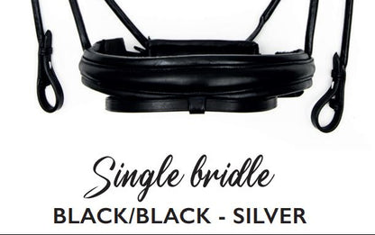 Finesse Outlet: Snaffle Bridle Cassidy | Rolled Black Leather with Silver Clincher Browband