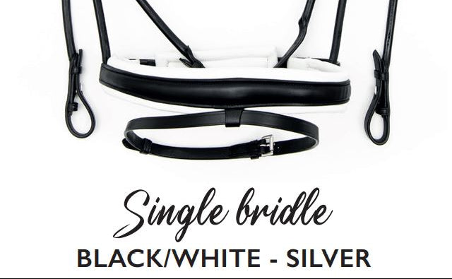 Finesse Outlet: Snaffle Bridle Cassidy | Rolled Black Leather with Silver Clincher Browband